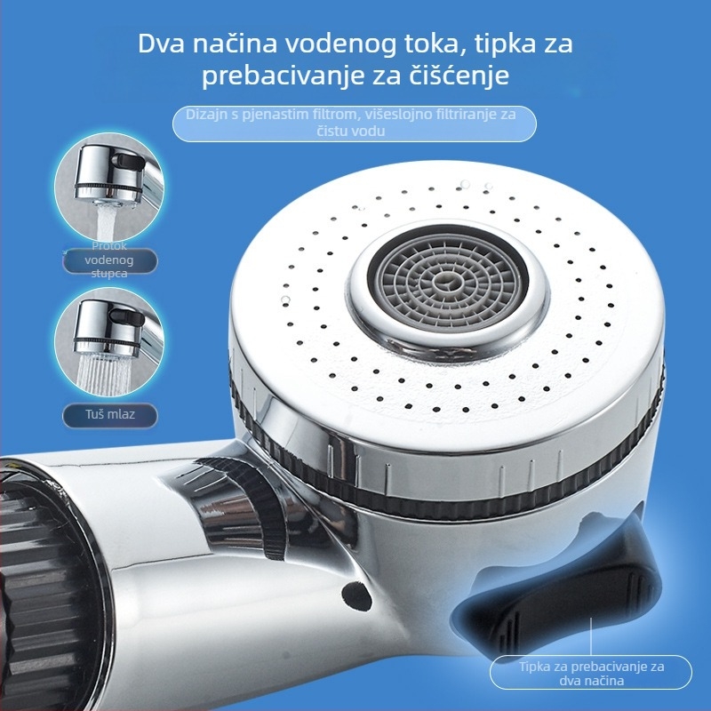 Slavina za umivaonik s dvije otvora, izvučna za toplu i hladnu vodu, mesingano tijelo, krom završna obrada, keramički ventil, model SKCLSLT