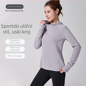 Ženska lagana jakna s kapuljačom za proljeće, slim fit, odvodi vlagu, dugi rukav