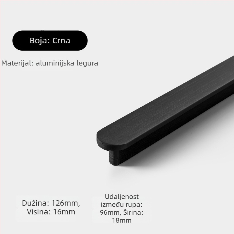 Ručka za ormar - aluminijska zlitina, lijevanje pod tlakom, moderni minimalistički stil, model 8812
