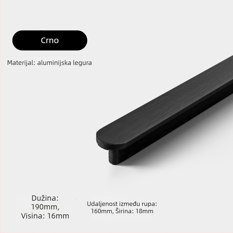 Ručka za ormar - aluminijska zlitina, lijevanje pod tlakom, moderni minimalistički stil, model 8812