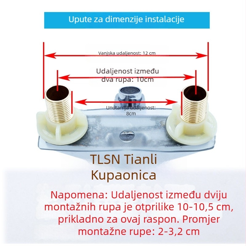 TLSN 1040 slavina za umivaonik, jednoručna, vertikalni montaža, keramički kartridž, elektroplirani završni sloj