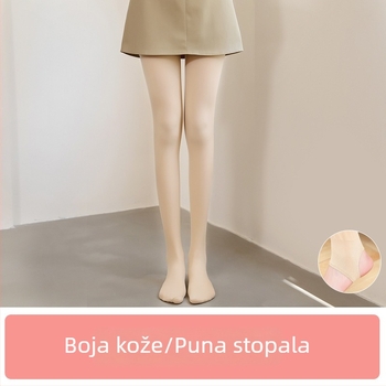 Ženske tajice s fleece-om za jesen i zimu, boja kože/crna, debele i tople