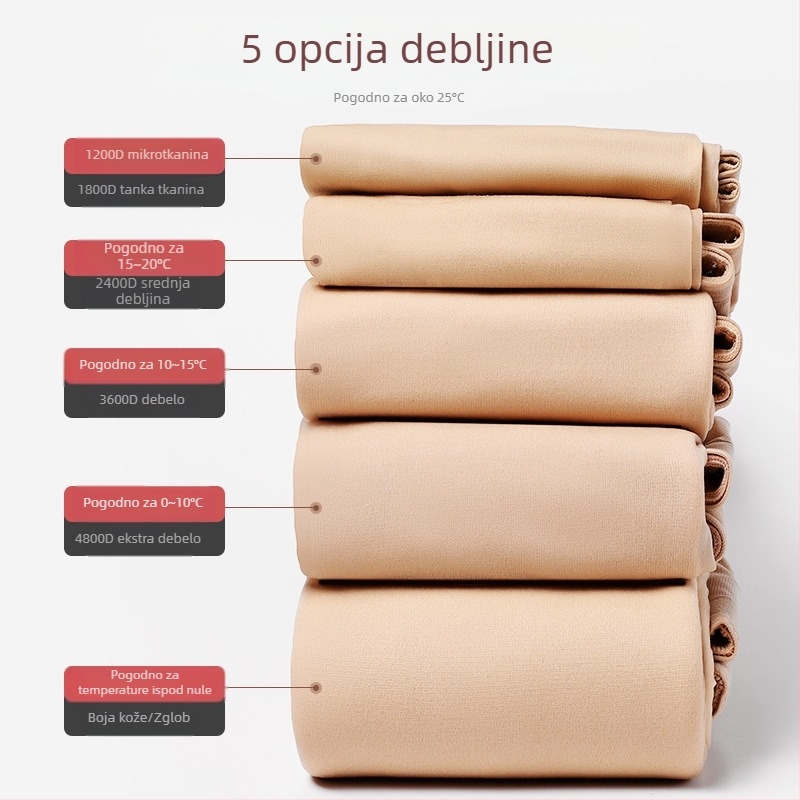 Ženske tajice s fleece-om za jesen i zimu, boja kože/crna, debele i tople