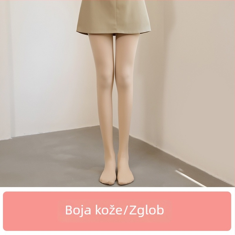 Ženske tajice s fleece-om za jesen i zimu, boja kože/crna, debele i tople