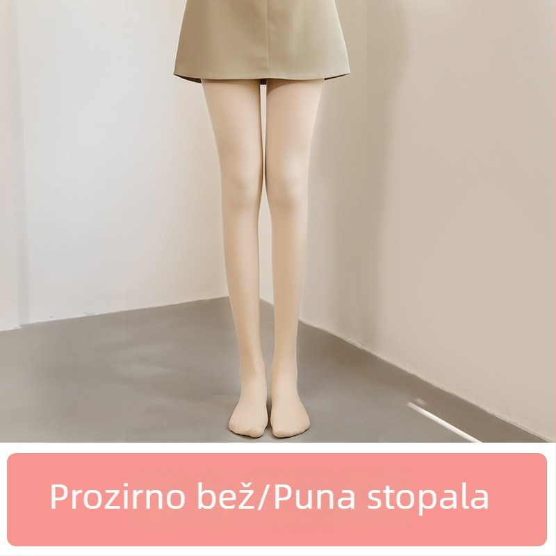 Ženske tajice s fleece-om za jesen i zimu, boja kože/crna, debele i tople
