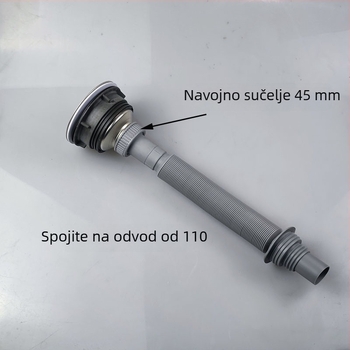 Kuhinjski odvodni cijev za sudoper, S-uvijak, vučni tip, dvostruka odvodnja, moderan stil