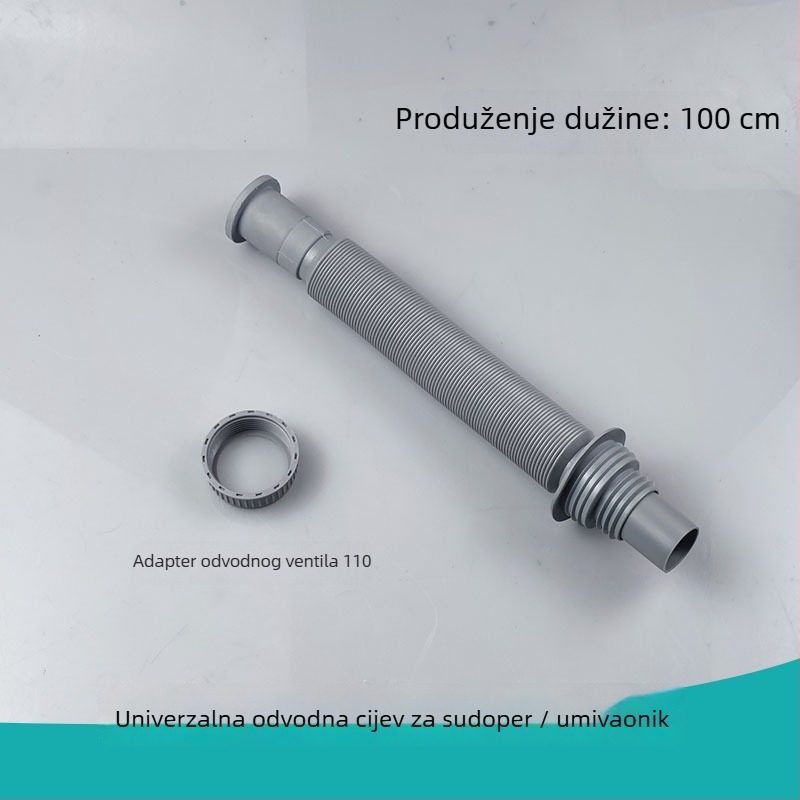 Kuhinjski odvodni cijev za sudoper, S-uvijak, vučni tip, dvostruka odvodnja, moderan stil