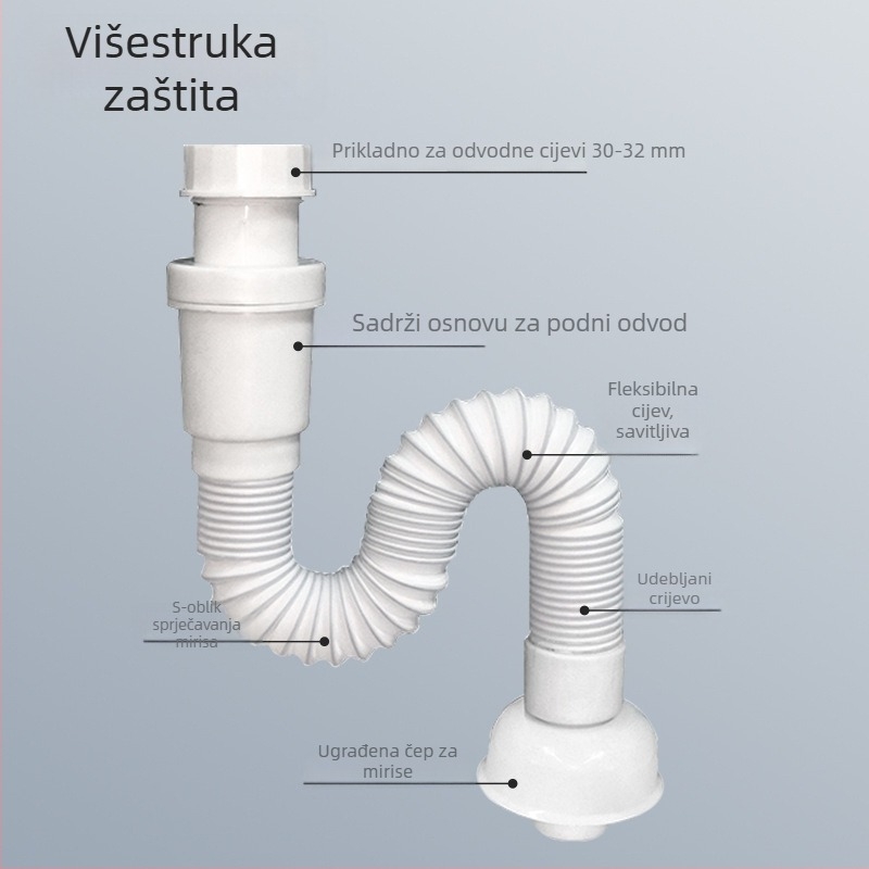 Odtok za umivaonik sa S-oblika i preklopnim poklopcem, model XSG001, Watermark WM-026338