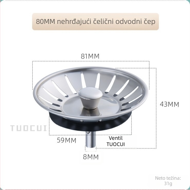 Poklopac odvoda za umivaonik od nehrđajućeg čelika, starinski dizajn odvoda, kuhinjski dodatak, novi kineski stil