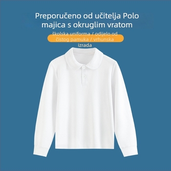 Djevojački pamučni polo s dugim rukavima, korejskog stila, lagano za proleće