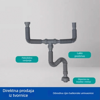 Gaoke odvoda cijev za kuhinjski sudoper i dvostruki sudoper, protiv mirisa, PP/TPE, model YTCXSG, broj artikla YTC1000