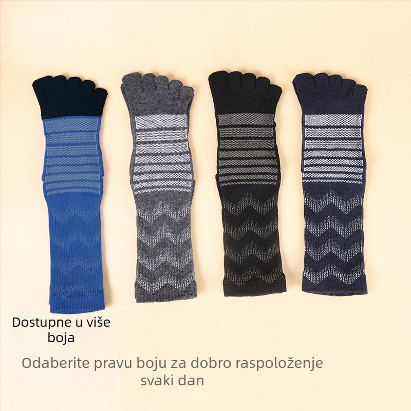 Vunene čarape s pet prstiju, debele, srednje dužine, Unisex (30-50% vuna, visoki tubus, 168 igala)