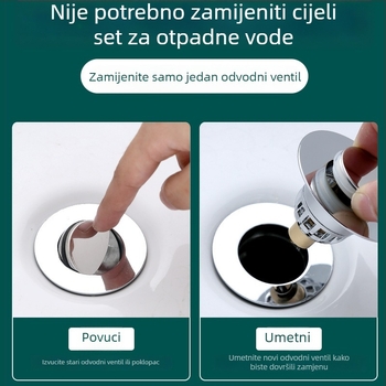 Bounce Core za umivaonik – ABS, Push-Type odvod, antimiris, univerzalna kompatibilnost s downcomerom, LC brand, Stil: Light Luxury