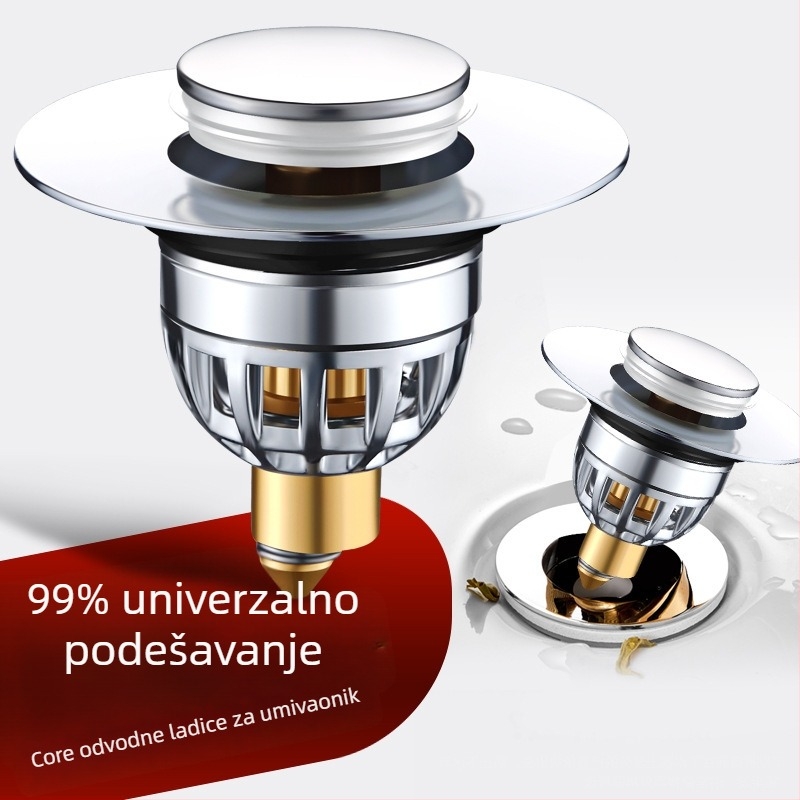 Bounce Core za umivaonik – ABS, Push-Type odvod, antimiris, univerzalna kompatibilnost s downcomerom, LC brand, Stil: Light Luxury