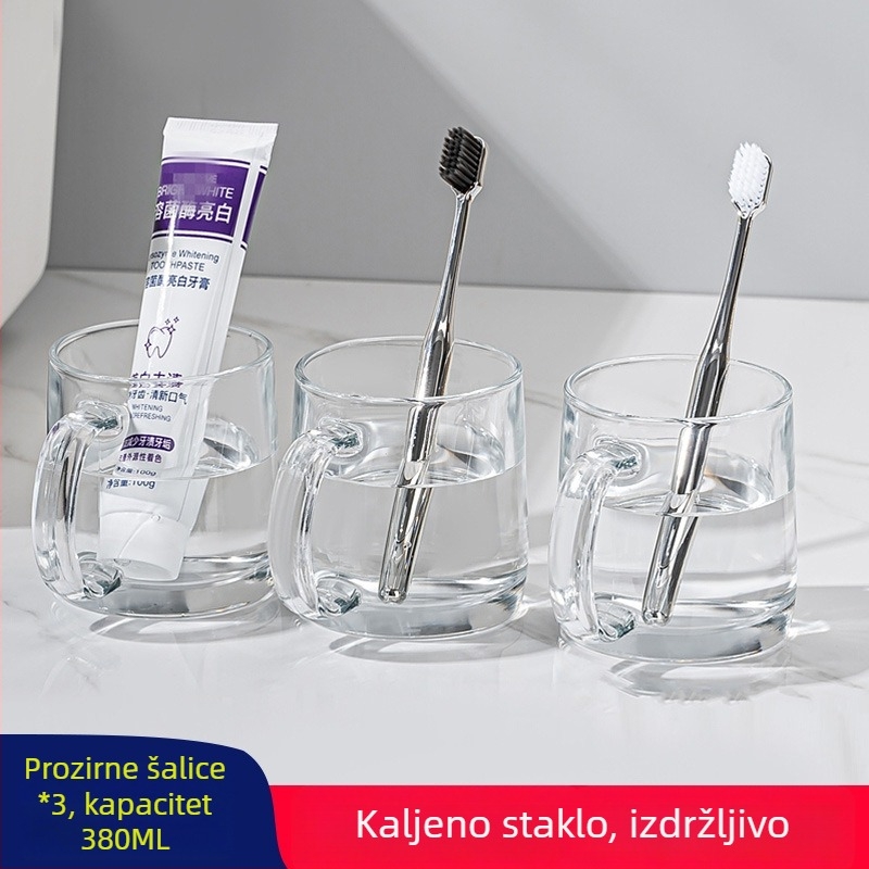Lemeiya kaljeno staklo čaša za ispiranje usta i čaša za četkicu, okrugla, jednostrukog sloja, otporna na visoke temperature, kućna i hotelska upotreba