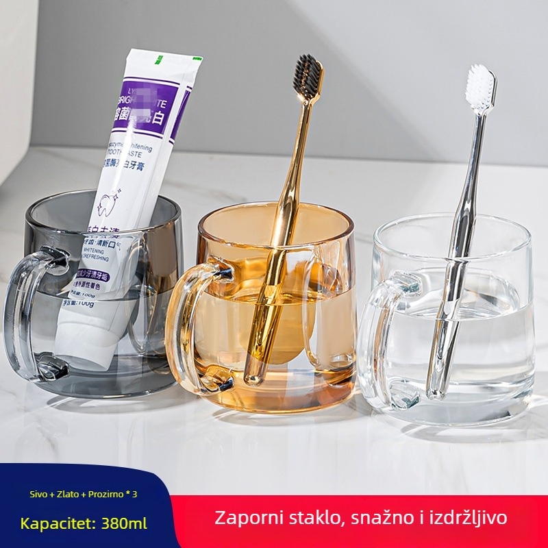 Lemeiya kaljeno staklo čaša za ispiranje usta i čaša za četkicu, okrugla, jednostrukog sloja, otporna na visoke temperature, kućna i hotelska upotreba