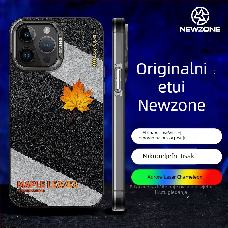 Etui za iPhone 14 Pro Max, tvrdi kućište, akril, oslikani dizajn javorovog lista i jabuke, zaštita od pada