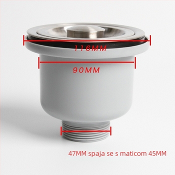 Kuhinjski odvodni cijev za sudoper, PP materijal, model gk-0825-08, težina 318 g