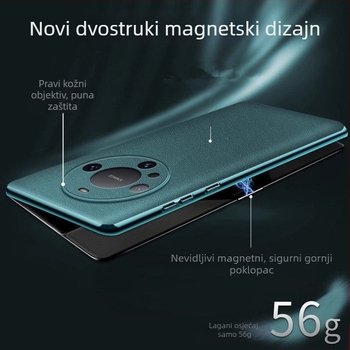 Kućište Huawei Mate60 Pro+ od prave kože, bežično punjenje, flip futrola s načinom spavanja, magnetsko držanje za Mate70 i Mate80