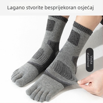 Muške čarape s pet prstiju od pamuka, antibakterijske i deodorirajuće, upijaju znoj i prozračne, do srednjeg lista, za sve sezone