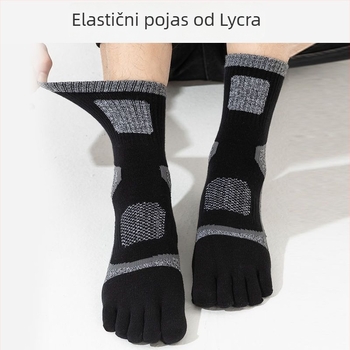 Muške čarape s pet prstiju od pamuka, antibakterijske i deodorirajuće, upijaju znoj i prozračne, do srednjeg lista, za sve sezone