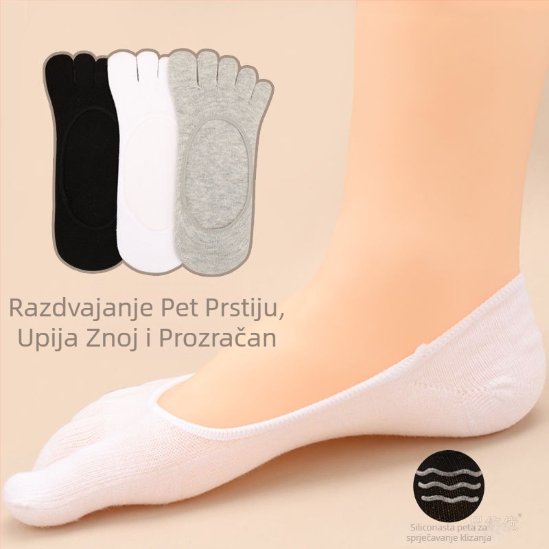Muške petoprstne čarape od pamuka – nevidljive, upijaju znoj, kratka visina, minimalistički stil