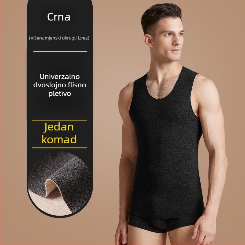 Unisex poliester termalni prsluk s baršunastim podom, debljina 251–300 g/m², okrugli izrez, preko glave