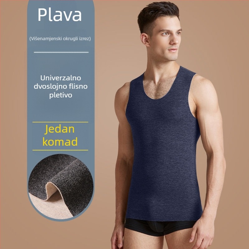 Unisex poliester termalni prsluk s baršunastim podom, debljina 251–300 g/m², okrugli izrez, preko glave