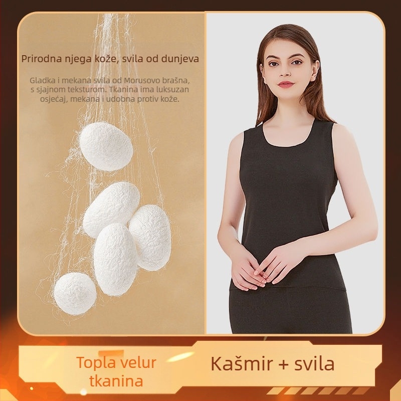 Unisex poliester termalni prsluk s baršunastim podom, debljina 251–300 g/m², okrugli izrez, preko glave