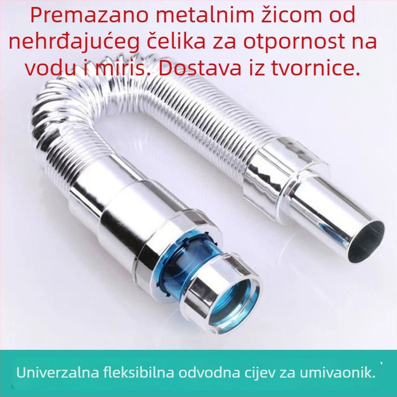 Otvor za odvodnju umivaonika s klapom — ABS plast s elektroplatiranim čeličnim drotom, model 0019, neto težina 158 g, teleskopsko elektroplatiranje, modernistički minimalistički stil
