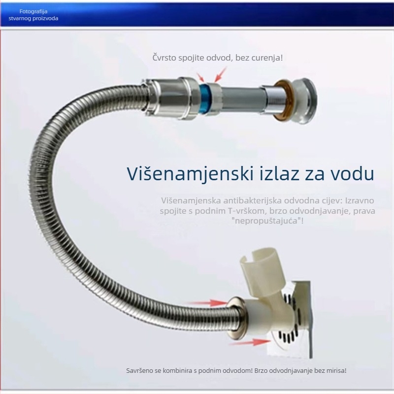 Otvor za odvodnju umivaonika s klapom — ABS plast s elektroplatiranim čeličnim drotom, model 0019, neto težina 158 g, teleskopsko elektroplatiranje, modernistički minimalistički stil