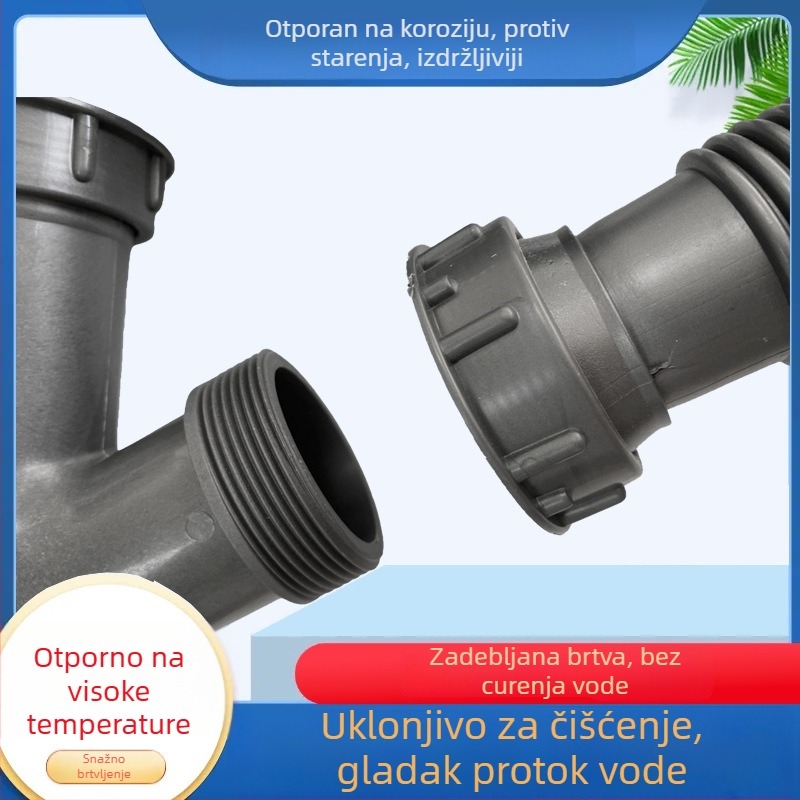 Set odvoda za dvostruku sudoper – PP materijal, oblik S, povlačni tip, Model: 50, HX-6258