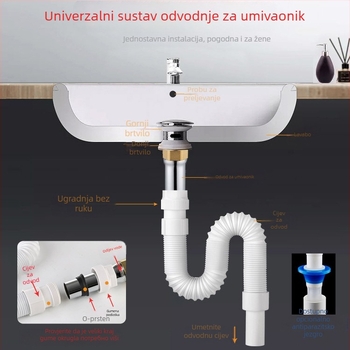 Cijev odvod za umivaonik – teleskopska, PE/PP materijal, Muyun marka, 0,2 kg