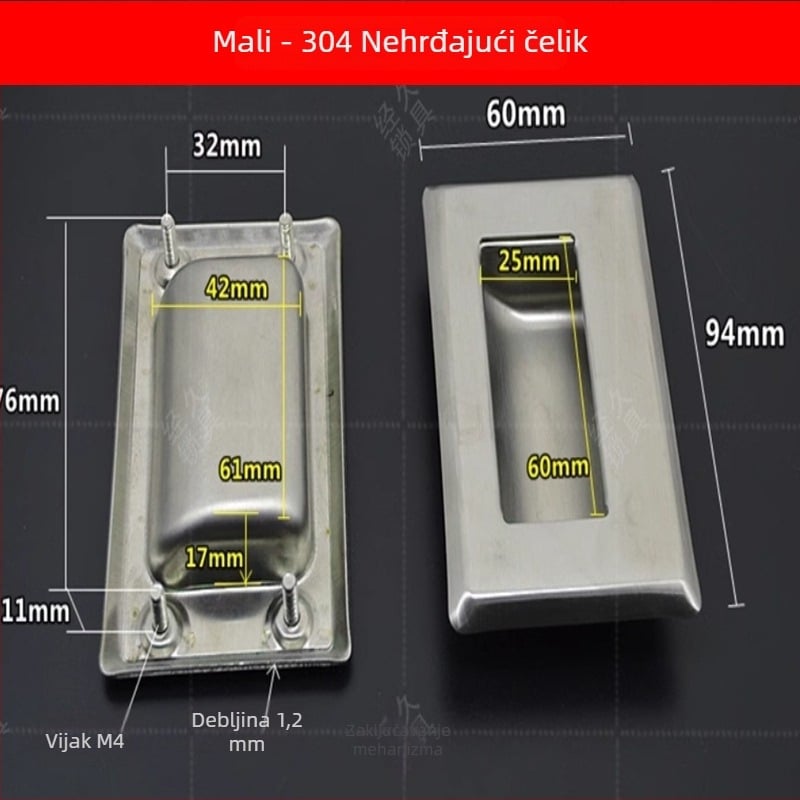 Drška za ormar od nehrđajućeg čelika, skriveno ugrađena, model LSY-203, kromirana površina