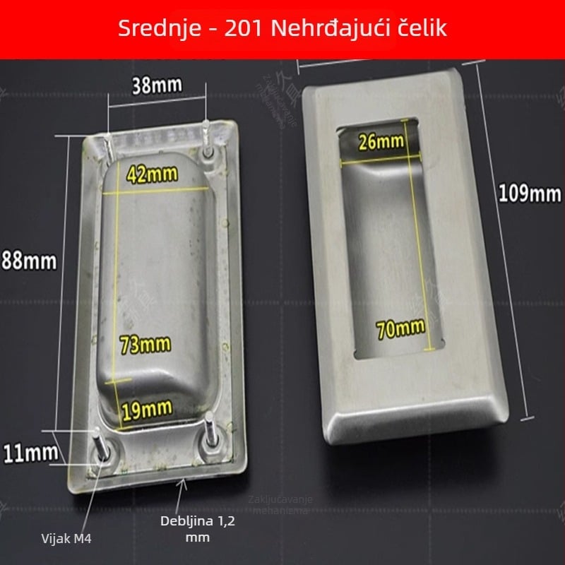 Drška za ormar od nehrđajućeg čelika, skriveno ugrađena, model LSY-203, kromirana površina