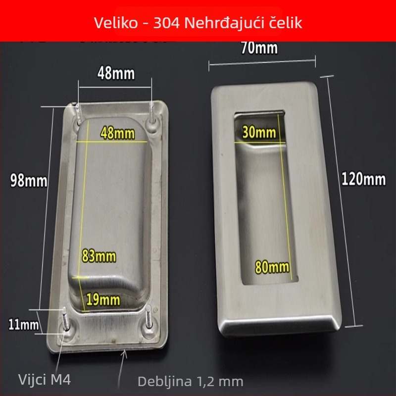 Drška za ormar od nehrđajućeg čelika, skriveno ugrađena, model LSY-203, kromirana površina