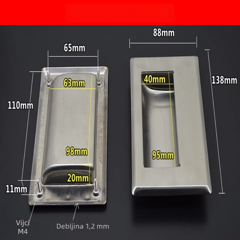 Drška za ormar od nehrđajućeg čelika, skriveno ugrađena, model LSY-203, kromirana površina