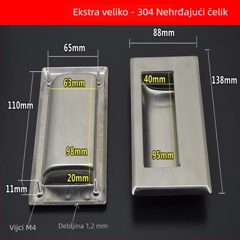 Drška za ormar od nehrđajućeg čelika, skriveno ugrađena, model LSY-203, kromirana površina