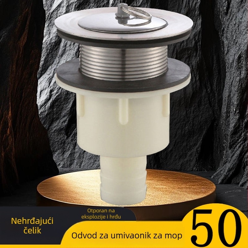 Odtok za sudoper tipa 50, nehrđajući čelik, vučni tip, moderan minimalistički dizajn