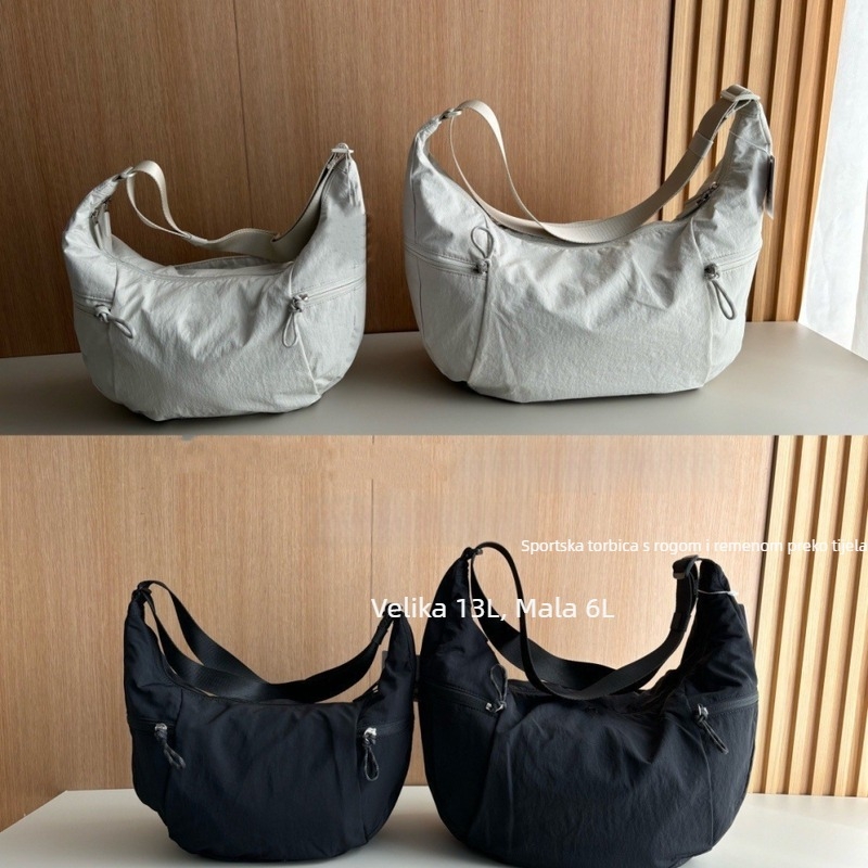 Crossbody torba u dumpling stilu od najlona, zatvarač, 13L kapaciteta, podstava od poliestera