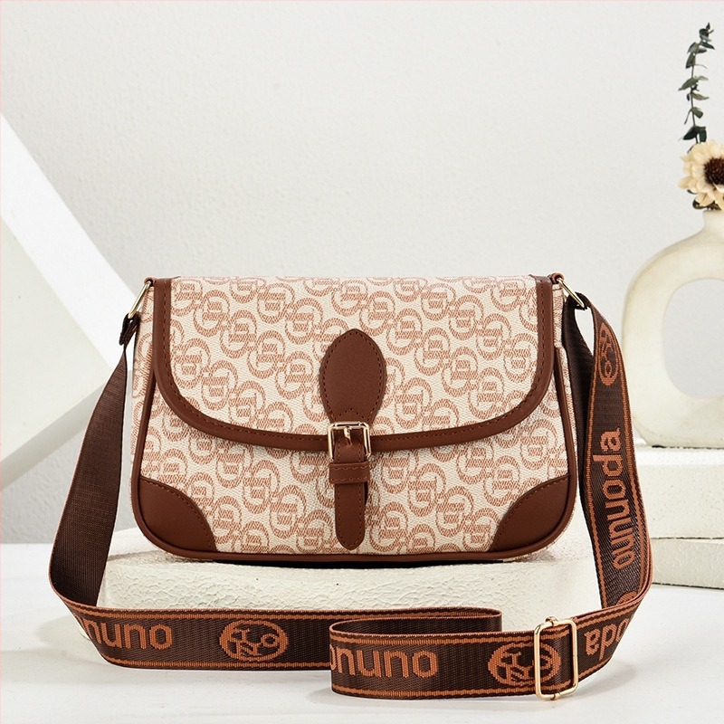 Ounuoda PVC crossbody torba – vodoravni kvadratni oblik, zatvaranje zatvaračem, skrivena džep s zatvaračem, poliester podstava