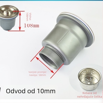 Set odvoda za dvostruku kuhinjsku sudoperu od nehrđajućeg čelika, model RQ50N, moderan stil