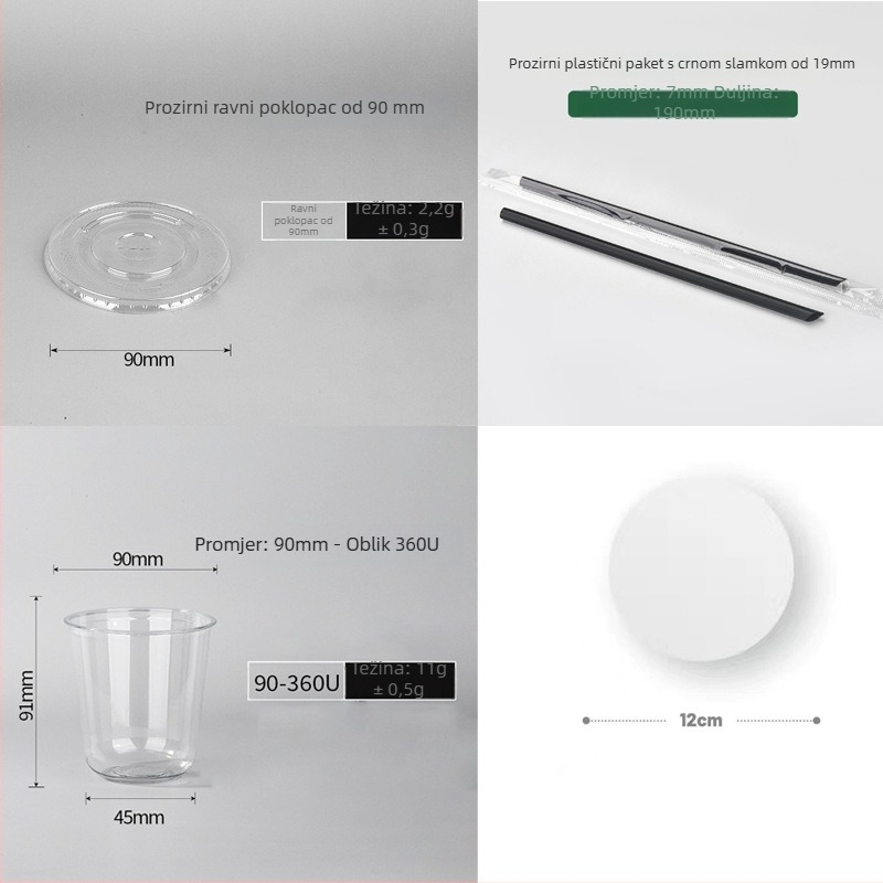 Jednokratna PET čaša s ravnim poklopcem, ovalni oblik, zapremina 301–400 ml, prilagodljiv tisak