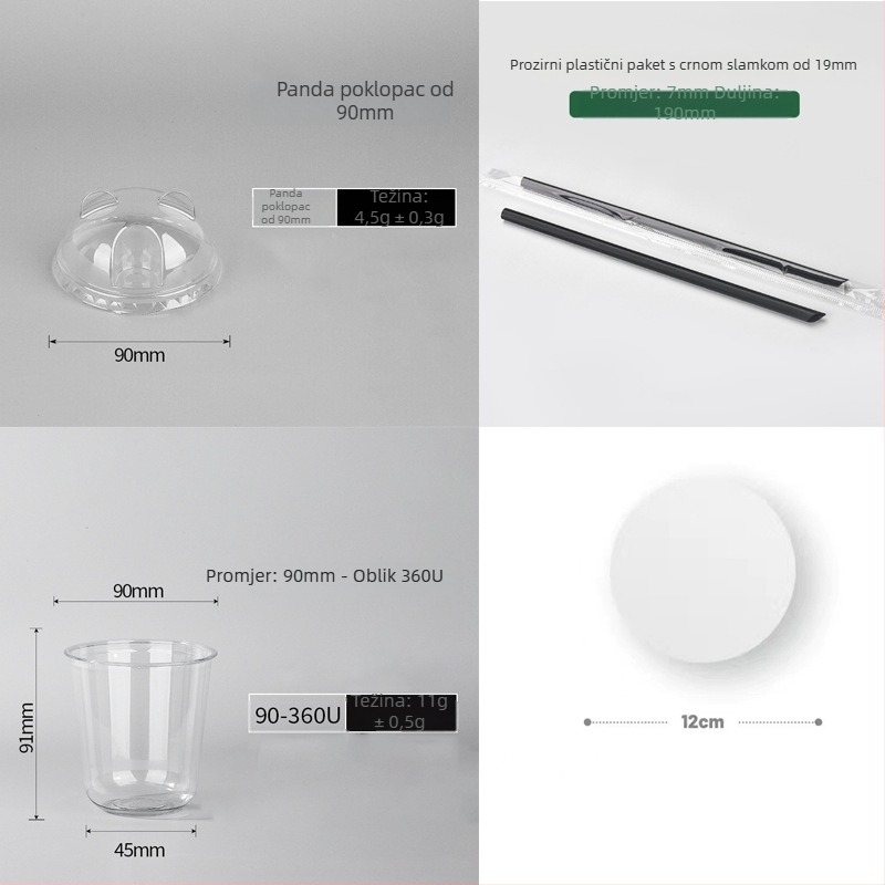 Jednokratna PET čaša s ravnim poklopcem, ovalni oblik, zapremina 301–400 ml, prilagodljiv tisak