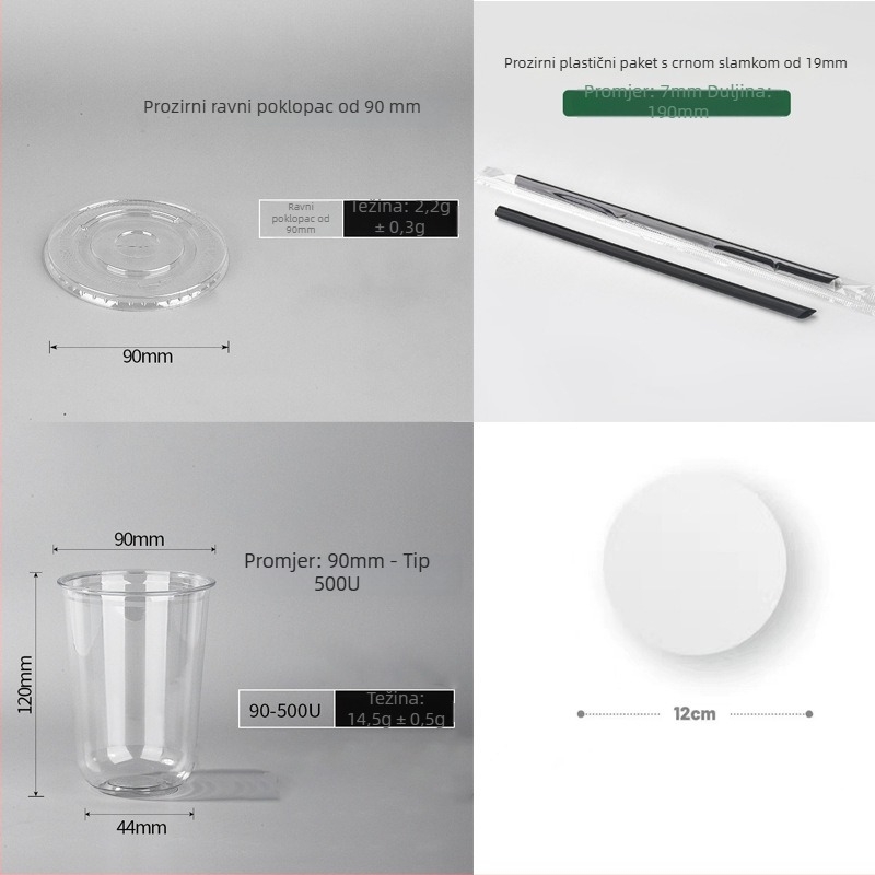 Jednokratna PET čaša s ravnim poklopcem, ovalni oblik, zapremina 301–400 ml, prilagodljiv tisak