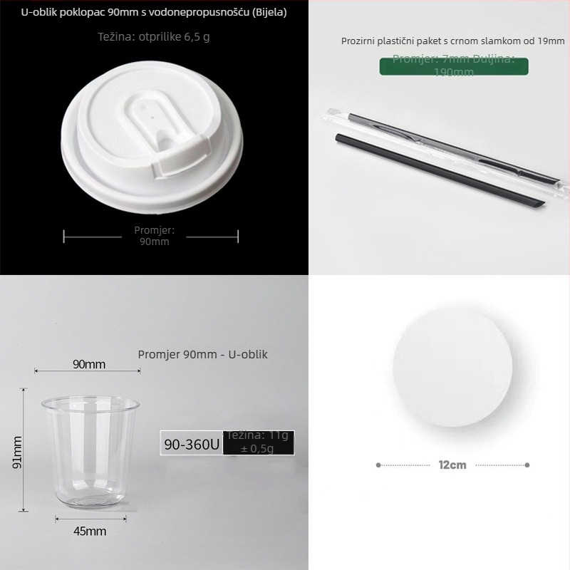 Jednokratna PET čaša s ravnim poklopcem, ovalni oblik, zapremina 301–400 ml, prilagodljiv tisak