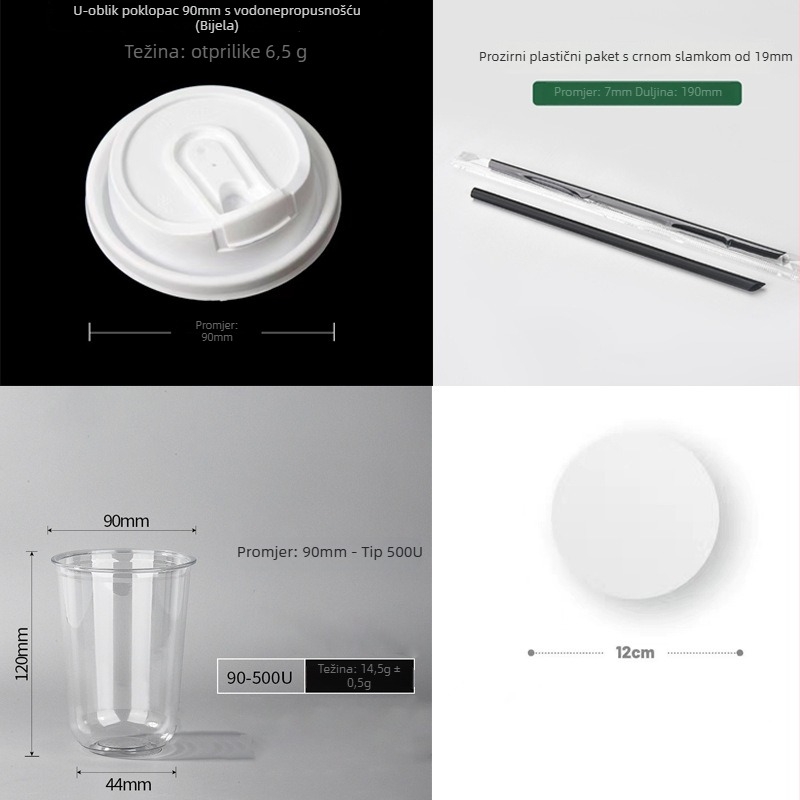 Jednokratna PET čaša s ravnim poklopcem, ovalni oblik, zapremina 301–400 ml, prilagodljiv tisak