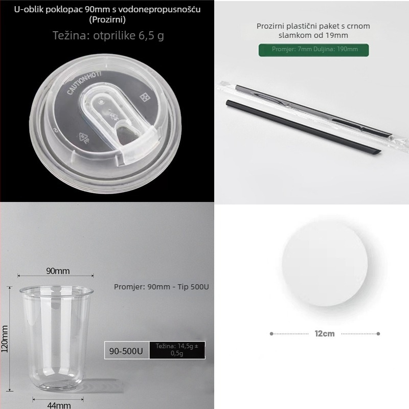 Jednokratna PET čaša s ravnim poklopcem, ovalni oblik, zapremina 301–400 ml, prilagodljiv tisak