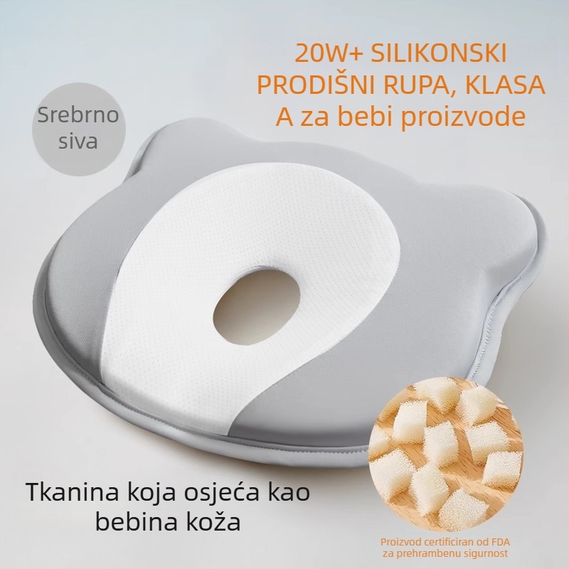 Jastuk za oblikovanje glave za bebe od memorijske pjene, korekcija oblika glave novorođenčadi — oblik medvjedića ili brazda