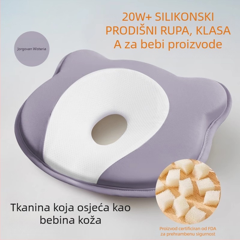 Jastuk za oblikovanje glave za bebe od memorijske pjene, korekcija oblika glave novorođenčadi — oblik medvjedića ili brazda